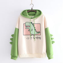 Load image into Gallery viewer, Dinosaur Sweatshirts Women Hoodies Warm Pullovers Tops With Horns
