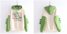 Load image into Gallery viewer, Dinosaur Sweatshirts Women Hoodies Warm Pullovers Tops With Horns
