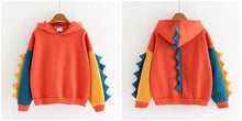 Load image into Gallery viewer, Dinosaur Sweatshirts Women Hoodies Warm Pullovers Tops With Horns
