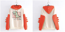 Load image into Gallery viewer, Dinosaur Sweatshirts Women Hoodies Warm Pullovers Tops With Horns
