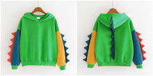 Load image into Gallery viewer, Dinosaur Sweatshirts Women Hoodies Warm Pullovers Tops With Horns
