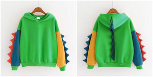 Dinosaur Sweatshirts Women Hoodies Warm Pullovers Tops With Horns