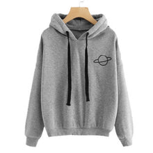 Load image into Gallery viewer, Women Hoodies Casual Planet Print Solid Color Loose Drawstring Sweatshirt Fashion Long Sleeve Hooded Female Tops
