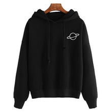 Load image into Gallery viewer, Women Hoodies Casual Planet Print Solid Color Loose Drawstring Sweatshirt Fashion Long Sleeve Hooded Female Tops
