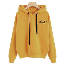 Load image into Gallery viewer, Women Hoodies Casual Planet Print Solid Color Loose Drawstring Sweatshirt Fashion Long Sleeve Hooded Female Tops
