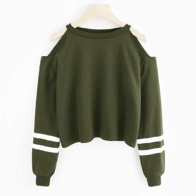 Hoodies For Women Off Shoulder Long Sleeve O-neck Casual