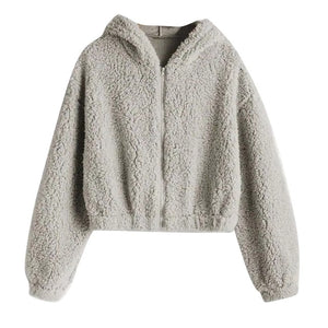 Women Plush Coat Autumn Winter Solid Faux Lamb Fur